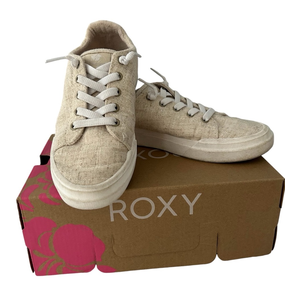 ROXY Girls Tan Sand Rae Canvas Sneakers Slip On Shoes